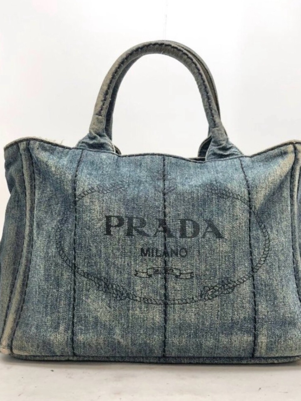 Prada Canapa Tote Vintage Denim Blue - Picture 1 of 15